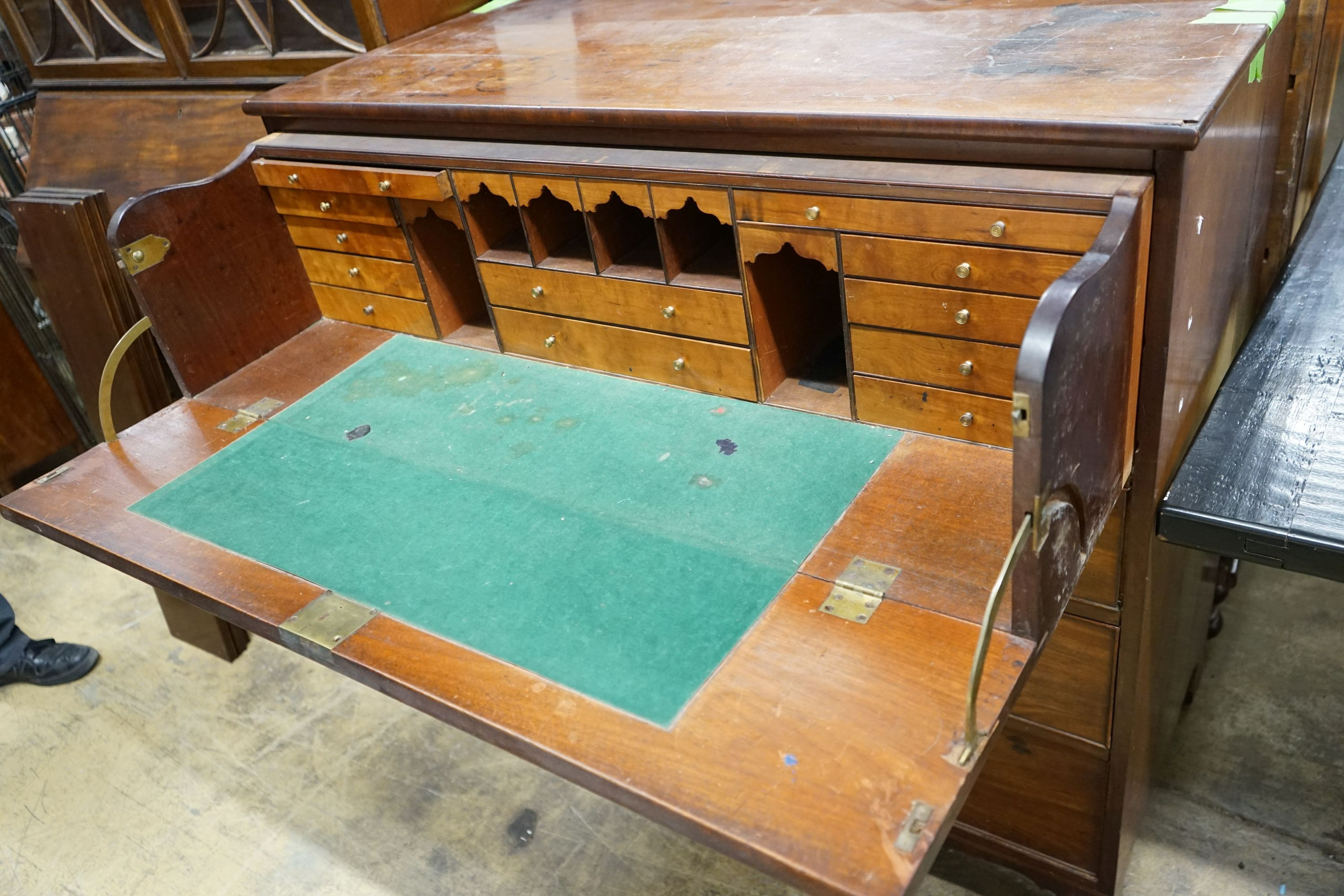 A George III mahogany secretaire chest, width 114cm, depth 56cm, height 112cm